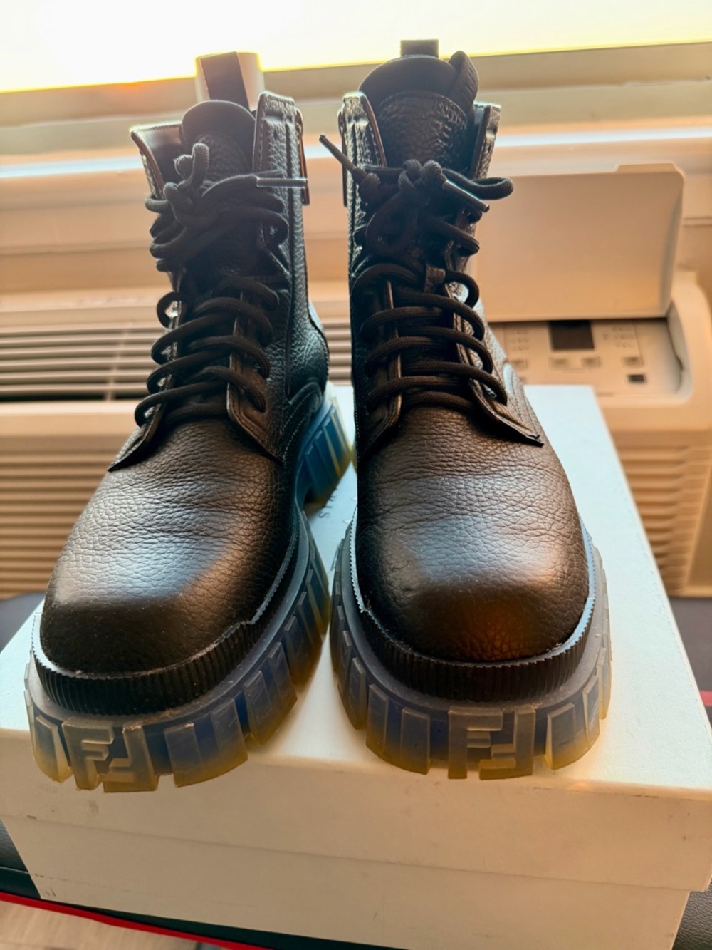 Fendi Black Leather Ankle Boots with Branded Insole